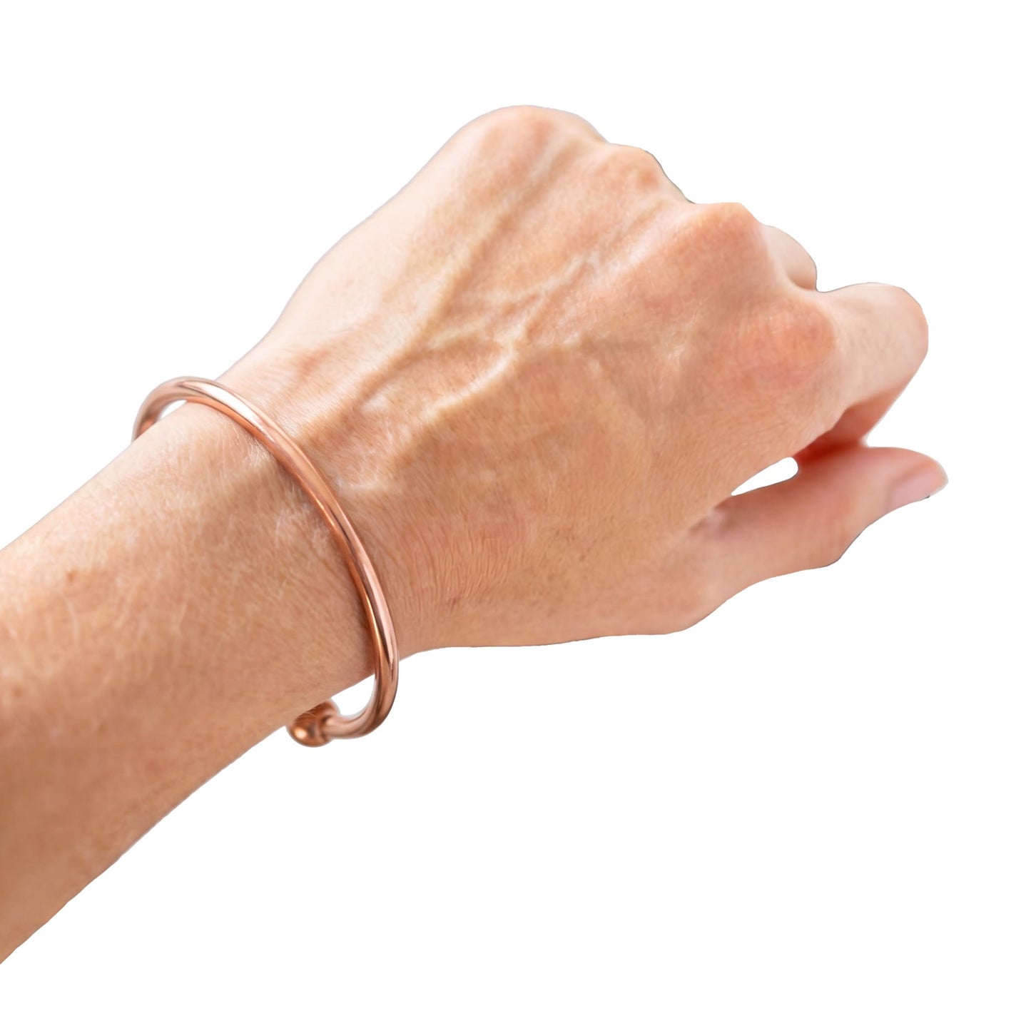 Bracelet en cuivre rond Kopero au poignet, jonc en fil rond de cuivre pur